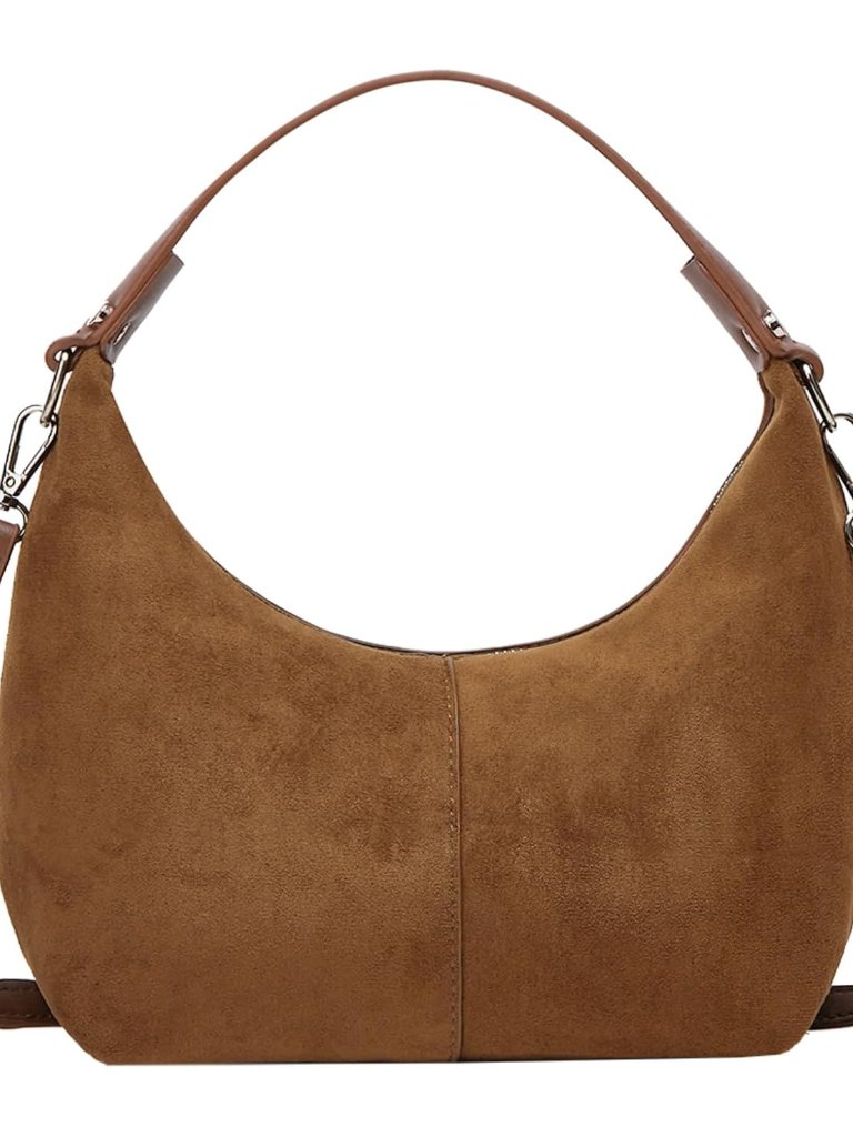 Suede Crescent Bag Women 2025 Retro Suede Slouchy Bag Fall Work Handbag Shoulder